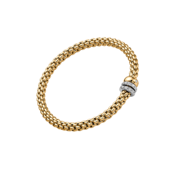 FOPE  SOLO FLEX'IT BRACELET WITH THREE RONDELS AND DIAMOND PAVÉ