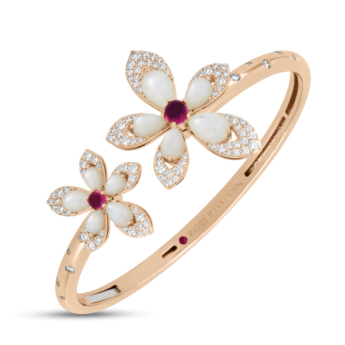 Tiarè bangle in 18kt rose gold with diamonds.
