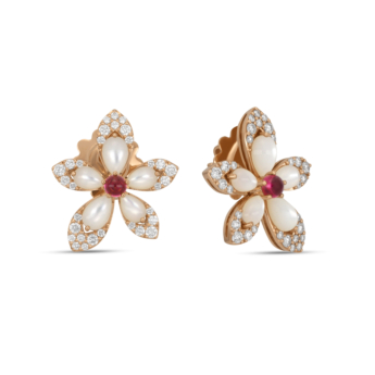 Tiarè earrings in 18kt rose gold with diamonds.