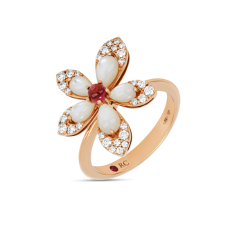 Tiarè ring in 18kt rose gold with diamonds.