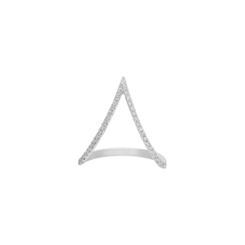 خاتم لمنتصف الأصبع "غرافيك" على شكل ''V'' صغير مرصَّع بالألماس والذهب عيار 18 قيراط