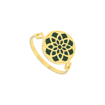 Amelia Madinah 18k Yellow Gold Emerald Green Mother of Pearl Ring