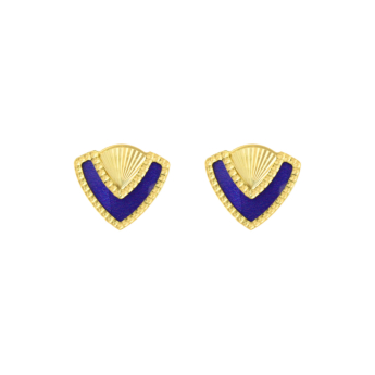 Amelia Cairo Coloured Mother Of Pearl Post Earrings in 18K Yellow Gold