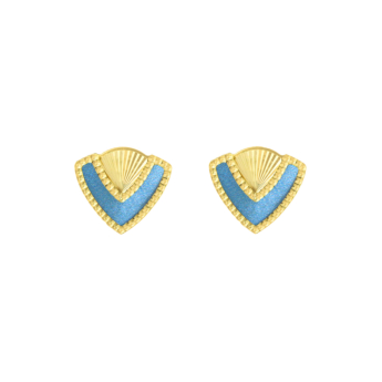 Amelia Cairo Coloured Mother Of Pearl Post Earrings in 18K Yellow Gold