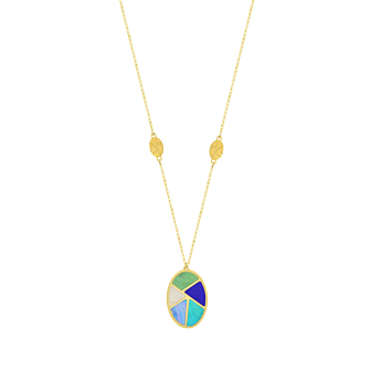 Amelia Barcelona 18k Yellow Gold and Coloured Mother of Pearl Earrings