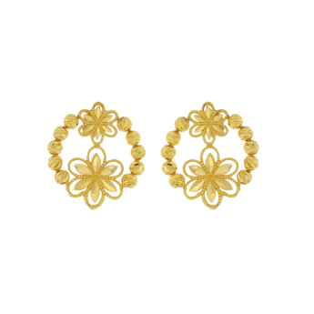 قرط أنمول فلوريت من الذهب الأصفر عيار 21K