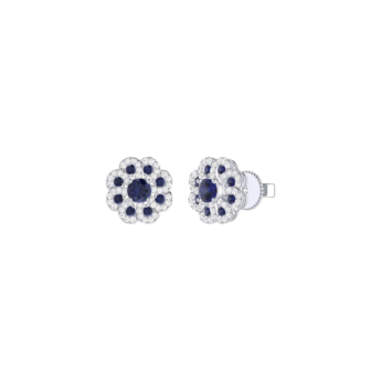 Ananya Floral 18K White Gold Diamond and Sapphire Earrings