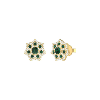 Ananya Floral 18K Yellow Gold Diamond & Emerald Earrings