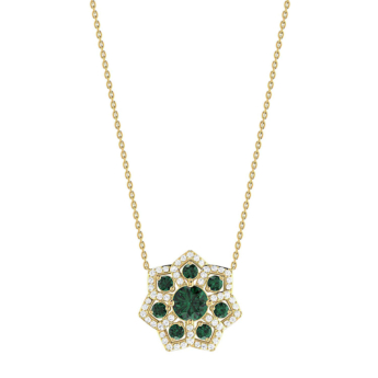 Ananya Floral 18K Yellow Gold Diamond & Emerald Necklace