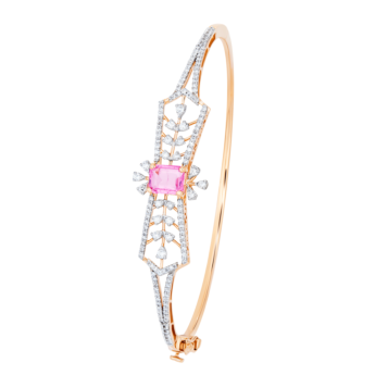 Ananya 18k Rose Gold Diamond and Pink Tourmaline Oval Bangle 