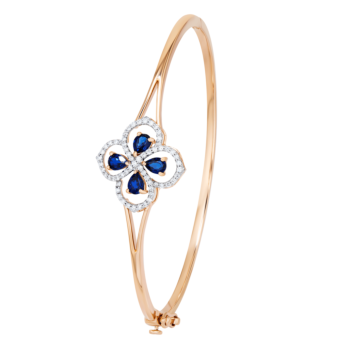 Ananya 18k Rose Gold Diamond and Blue Sapphire Oval Bangle 