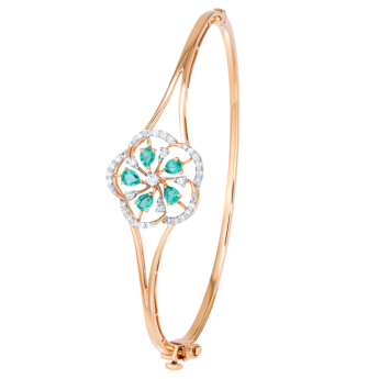 Ananya 18k Rose Gold Diamond and Green Onyx Oval Bangle  