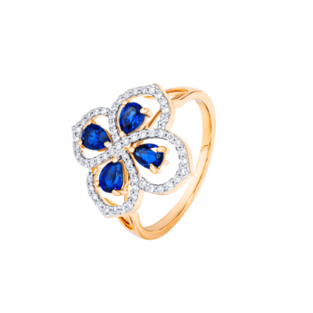 Ananya 18k Rose Gold Diamond and Blue Sapphire Ring 