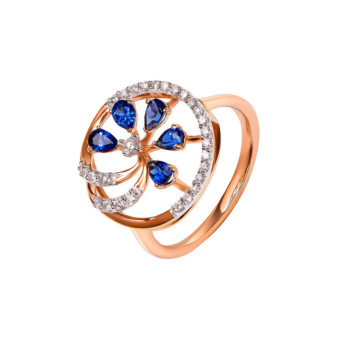 Ananya Diamond & Blue Sapphire Ring in 18K Gold