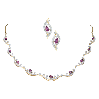 Ananya 18K Gold Diamond & Rhodolite Necklace & Earrings Set