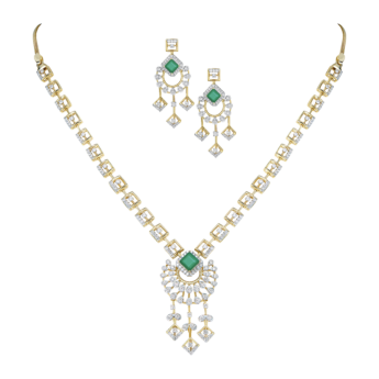 Ananya 18K Gold Diamond & Green Onyx Necklace & Earrings Set