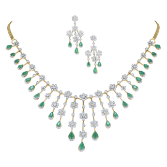 Ananya 18K Gold Diamond & Green Onyx Necklace & Earrings Set