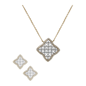 Ananya 18K Gold Diamond Pendant & Earrings Set
