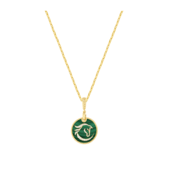 Aseela Malika 18k Yellow Gold Diamond & Malachite Necklace