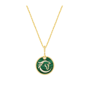 Aseela Malika 18k Yellow Gold Diamond & Malachite Necklace