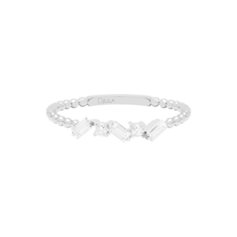 خاتم على شكل باغيت متعددة مرصَّعة بالألماس من الذهب عيار 18 قيراط