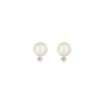 Kiku Cadeau 18k Yellow Gold Pearl and Diamond Earrings