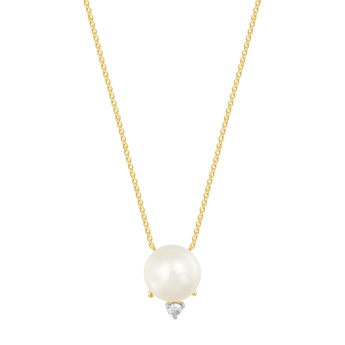 Kiku Cadeau 18k Yellow Gold Pearl and Diamond Necklace