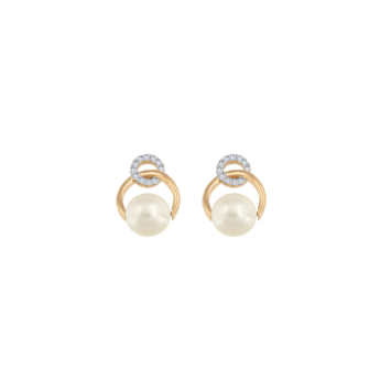 أقراط كيكو كادو من الذهب الوردي عيار 18 قيراط مرصعة باللؤلؤ والألماس