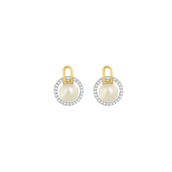 Kiku Cadeau 18k Yellow Gold Pearl and Diamond Earrings