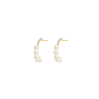 Kiku Cadeau 18k Yellow Gold Pearl and Diamond Earrings