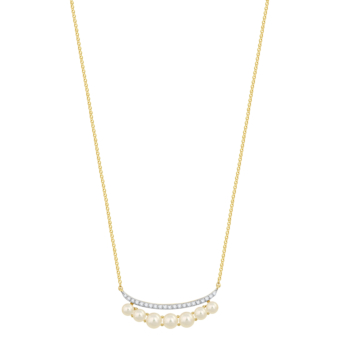 Kiku Cadeau 18k Yellow Gold Pearl and Diamond Necklace