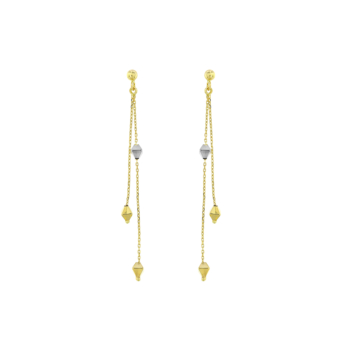 أقراط بريزما رومبو من الذهب الأصفر والأبيض عيار 18 قيراط