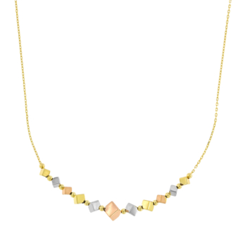 قلادة بريزما رومبو من الذهب ثلاثي الألوان عيار 18 قيراط