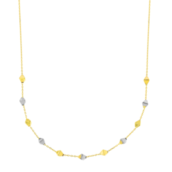قلادة بريزما رومبو من الذهب الأصفر والأبيض عيار 18 قيراط
