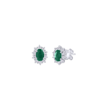 Diana 18K White Gold Diamond and Emerald Earrings