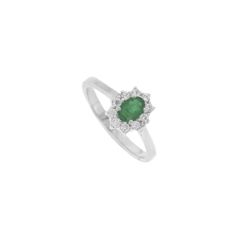 Diana 18K White Gold Diamond & Emerald Ring