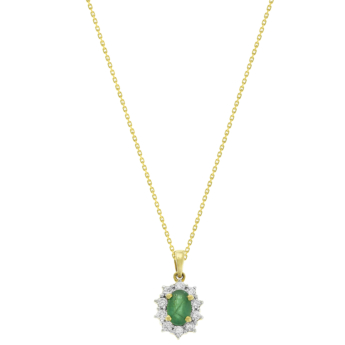 Diana 18K Yellow Gold Diamond and Emerald Pendant Necklace