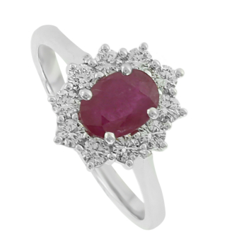 Diana 18K White Gold Diamond and Ruby Ring