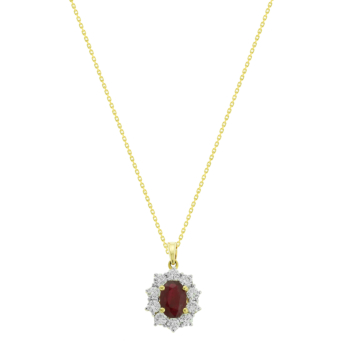 Diana 18K Yellow Gold Diamond and Ruby Pendant Necklace