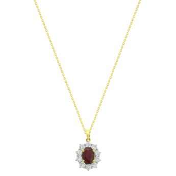 Diana 18K Yellow Gold Diamond and Ruby Pendant Necklace