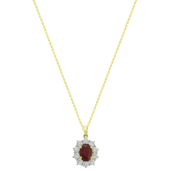 Diana 18K Yellow Gold Diamond and Ruby Pendant Necklace