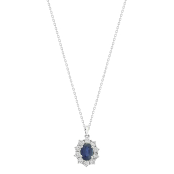 Diana 18K White Gold Diamond and Sapphire Pendant Necklace
