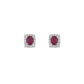Diana Glam 18K White Gold Diamond & Ruby Earrings