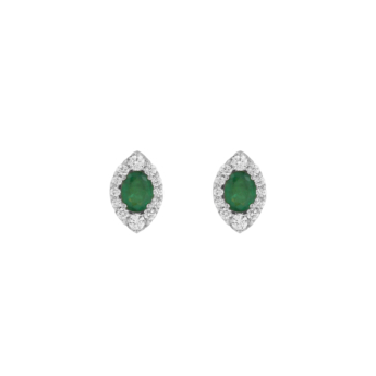 Diana Glam 18K White Gold Diamond & Emerald Earrings