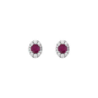 Diana Glam 18K White Gold Diamond & Ruby Earrings