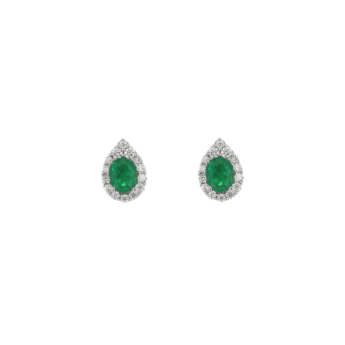 Diana Glam 18K White Gold Diamond & Emerald Earrings