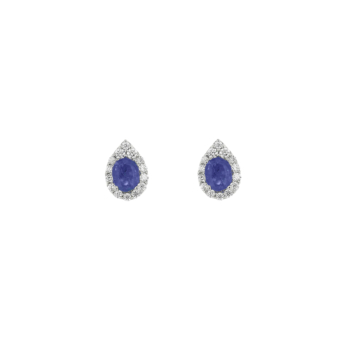 Diana Glam 18K White Gold Diamond & Sapphire Earrings