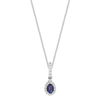 Diana Glam 18K White Gold Diamond & Sapphire Pendant
