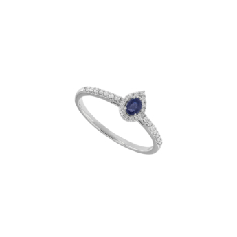 Diana Glam 18K White Gold Diamond & Sapphire Ring