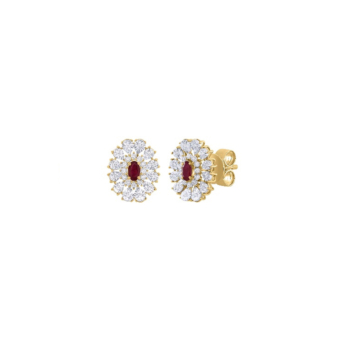 Diana Vivid 18K Yellow Gold Diamond & Ruby Earrings
